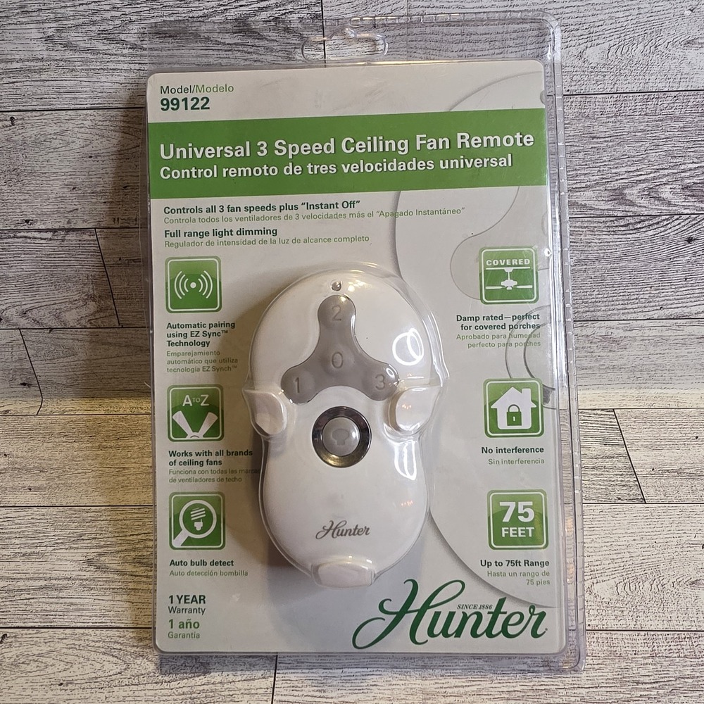 HUNTER Universal 3 Speed Ceiling Fan Remote Control Model 99122 White New Open
